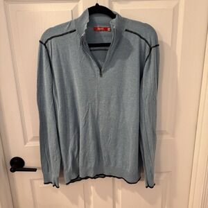 Agave Men's Blue 1/4 Zip Sweater Sz XL West Coast Luxury Preppy Nautical Classic